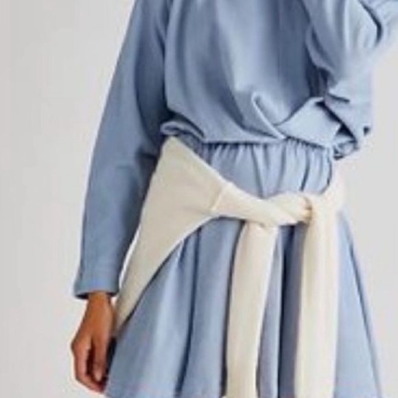 Free People Beach Santa Maria Long Sleeved Dress Light Blue XS New Without Tags - Picture 2 of 5